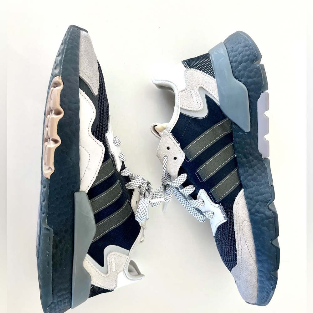 Adidas Nite Jogger Core Black Carbon-Cloud White Lace-Up Sneakers Men's Size 9.5